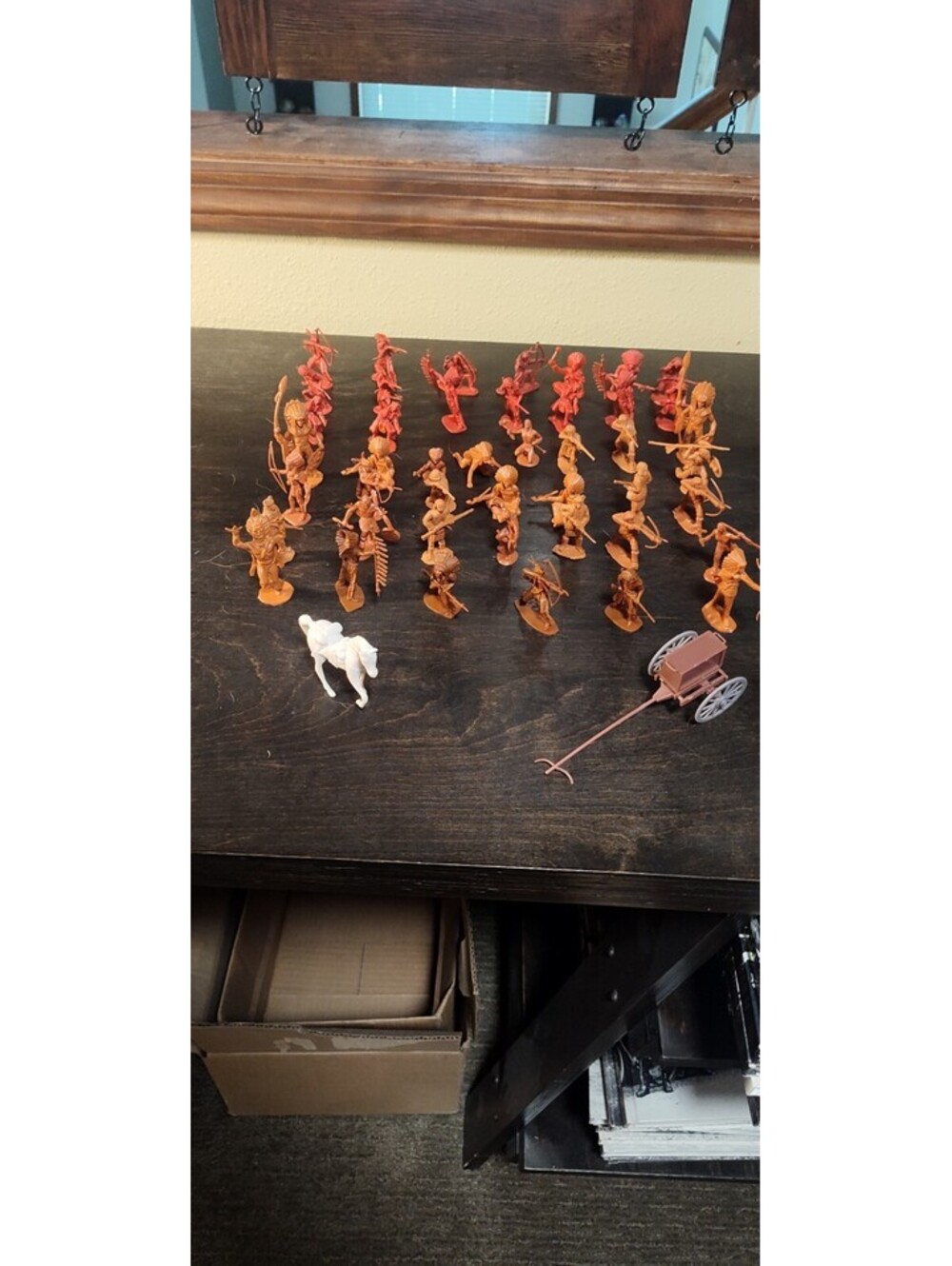 49 Native American Western Toy Figures + Horse Wagon 51pc Plastic Lot